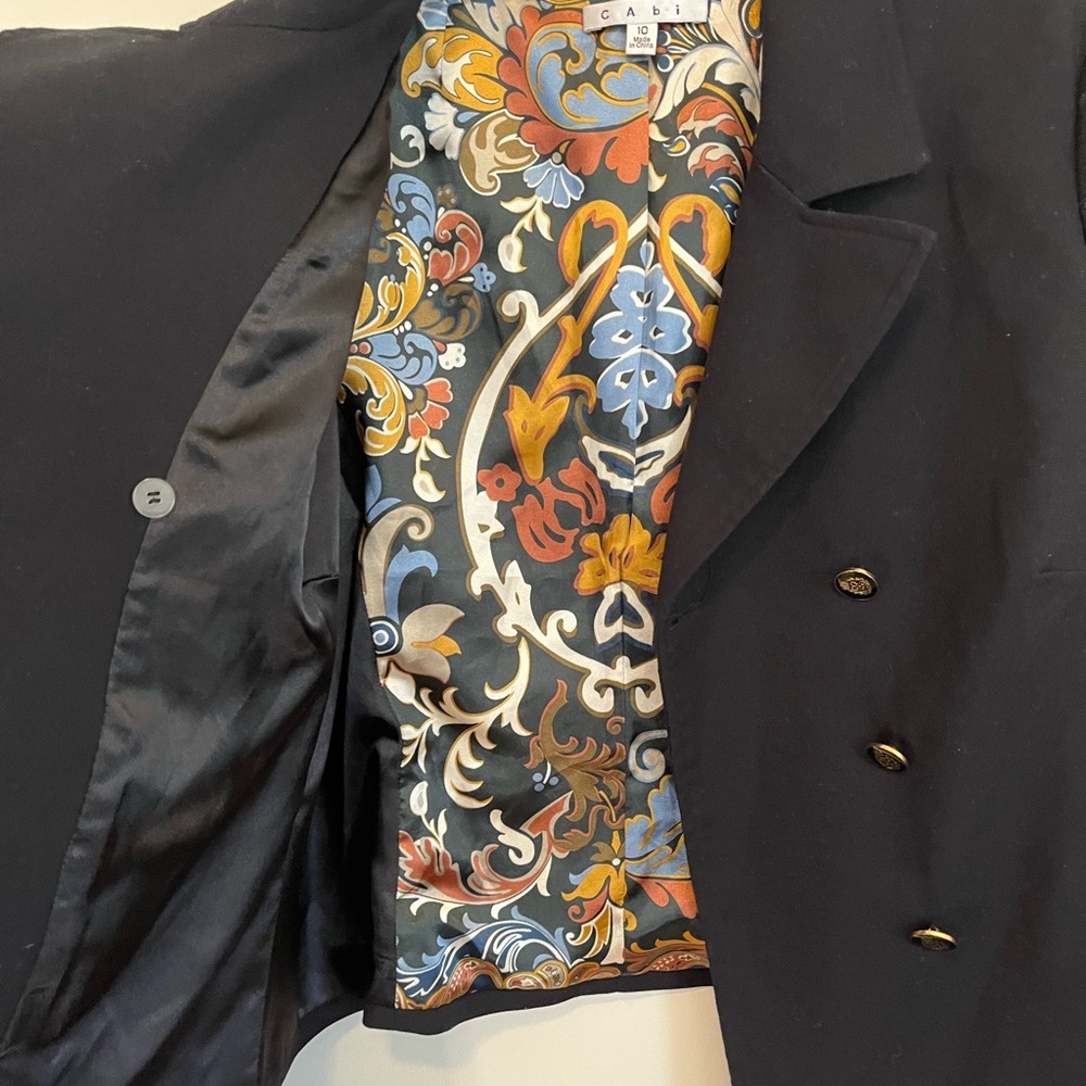 CAbi Navy Double-Breasted Blazer with Gold-Tone Buttons - Picture 14 of 16